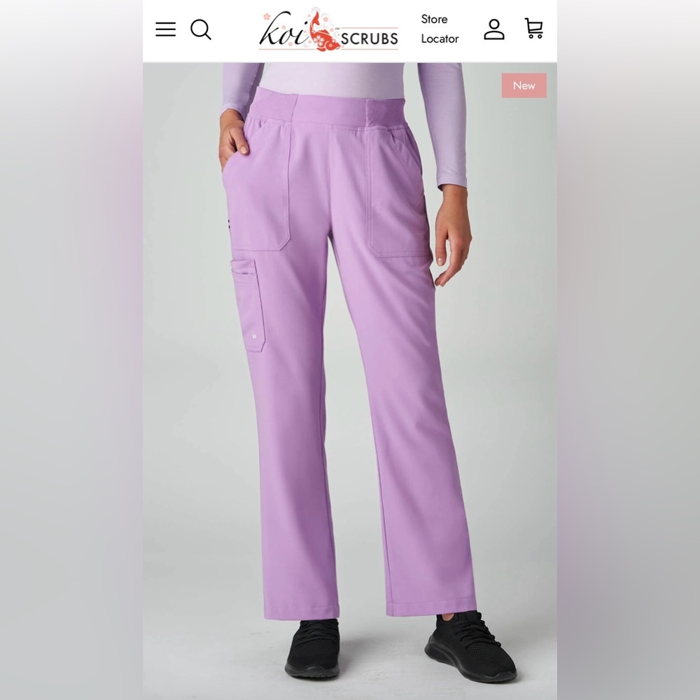 NWT Koi Next Gen Jumpstart 7 pocket boot cut scrub pant (S) passion lilac